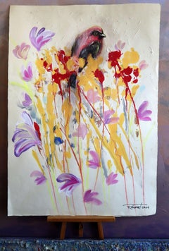 "Fantasia con fiori 202", tecnica mista, carta, 59x42cm, senza cornice