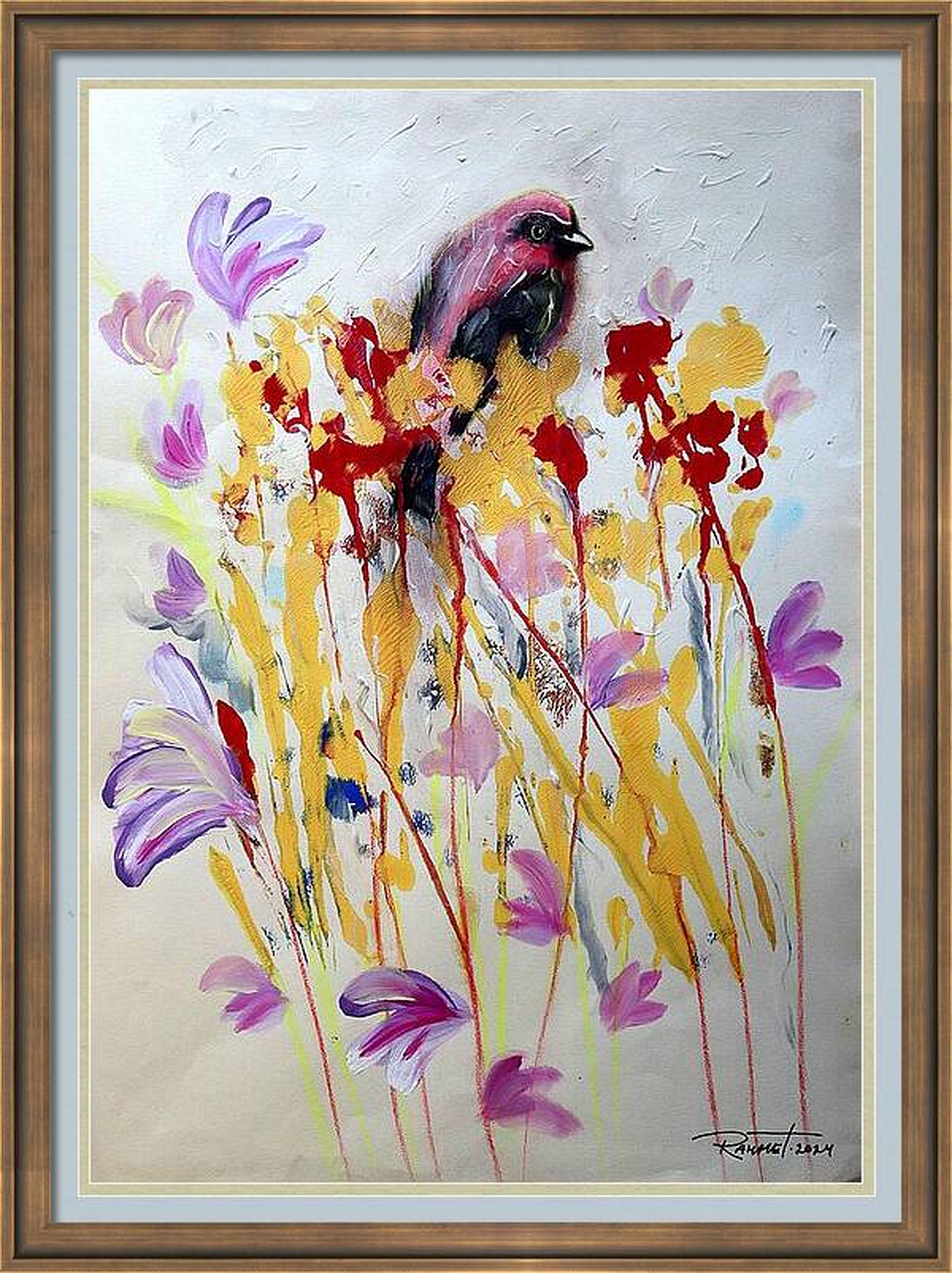 "Fantasy with Flowers 202", Mixed Media, paper, 59x42cm, Unframed