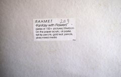 "Fantaisie avec fleurs 209" Papier mixte, 59x42cm, Non encadré