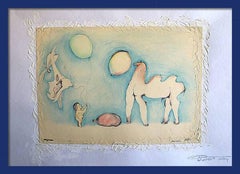 "Fantaisie avec fleurs 209" Papier mixte, 59x42cm, Non encadré