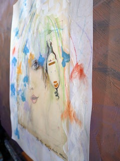 "Fantasy with Flowers 211" Mixed , paper, 59x42cm, Unframed