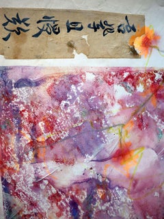 "Fantaisie avec fleurs 212" Papier mixte, 59x42cm, Non encadré