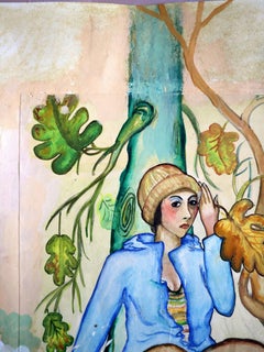 "Fantasy with Flowers 213" Mixed , paper, 59x42cm, Unframed