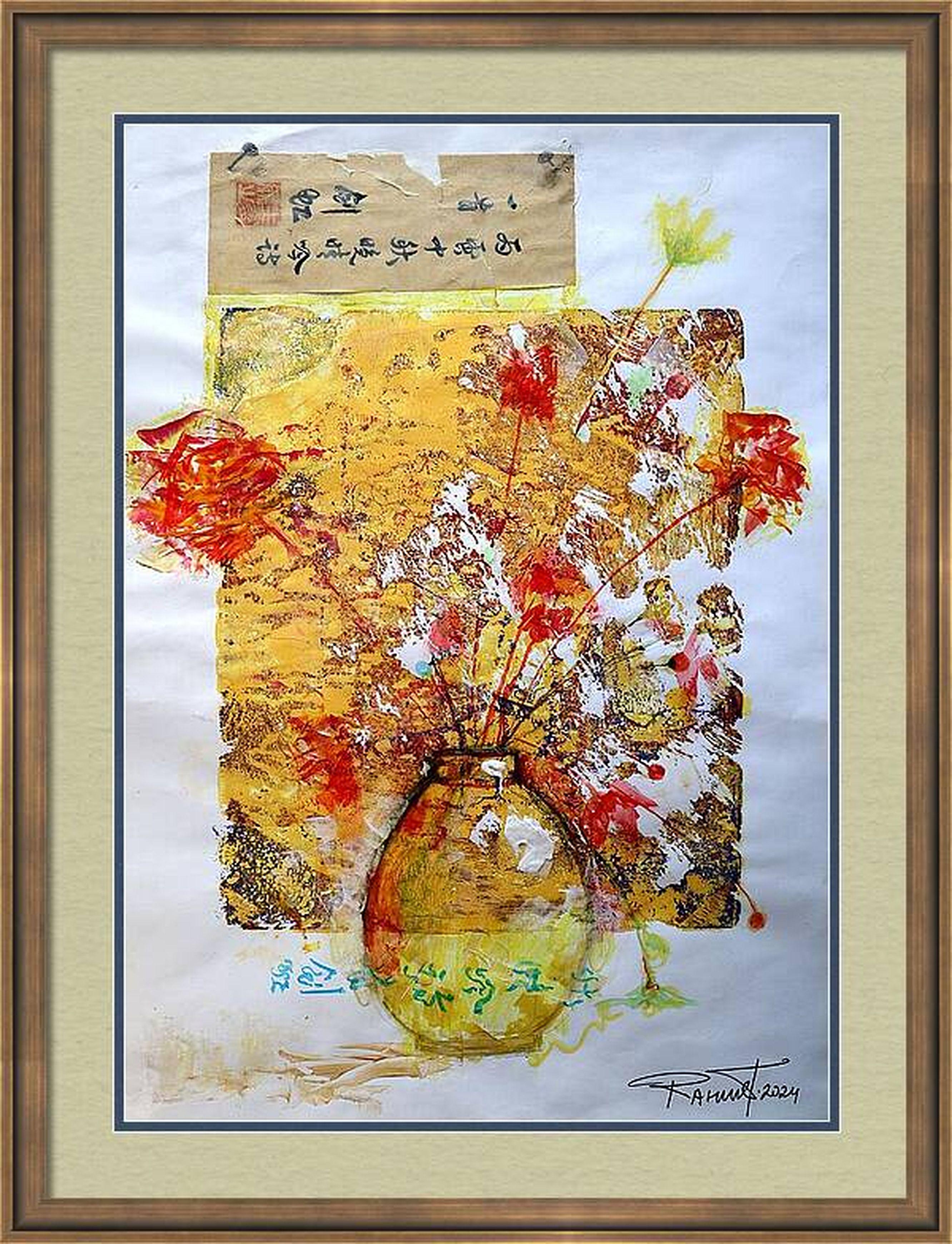 RAKHMET REDZHEPOV (RAMZI) Interior Painting - "Fantasy with Flowers 216" Mixed , paper, 59x42cm, Unframed