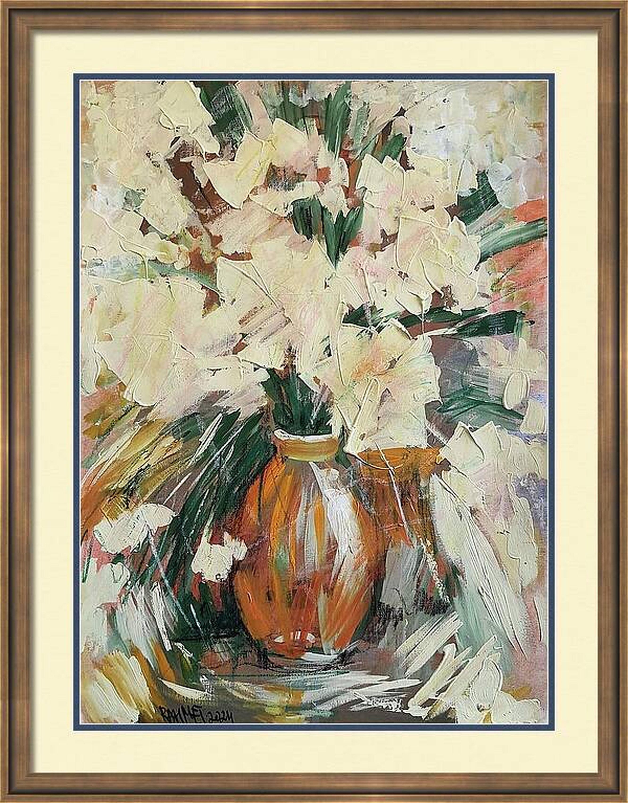 RAKHMET REDZHEPOV (RAMZI) Abstract Painting - "Fantasy with Flowers 220" Mixed , paper, 59x42cm, Unframed