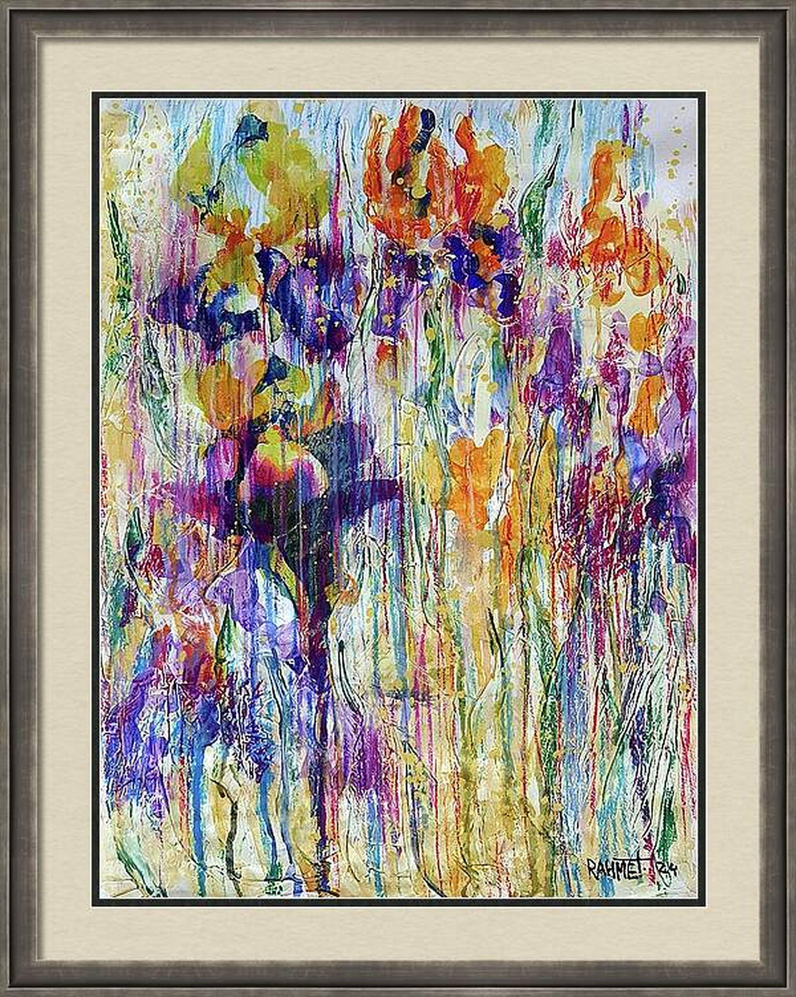 RAKHMET REDZHEPOV (RAMZI) Interior Painting - "Fantasy with Flowers 223" Mixed , paper, 59x42cm, Unframed