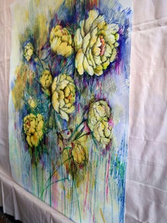 "Fantasy with Flowers 225" Mixed , paper, 59x42cm, Unframed