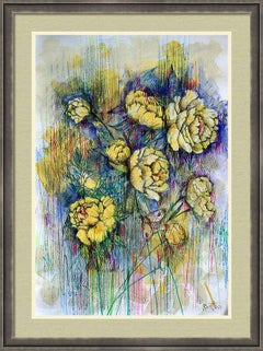 "Fantasy with Flowers 225" Mixed , paper, 59x42cm, Unframed