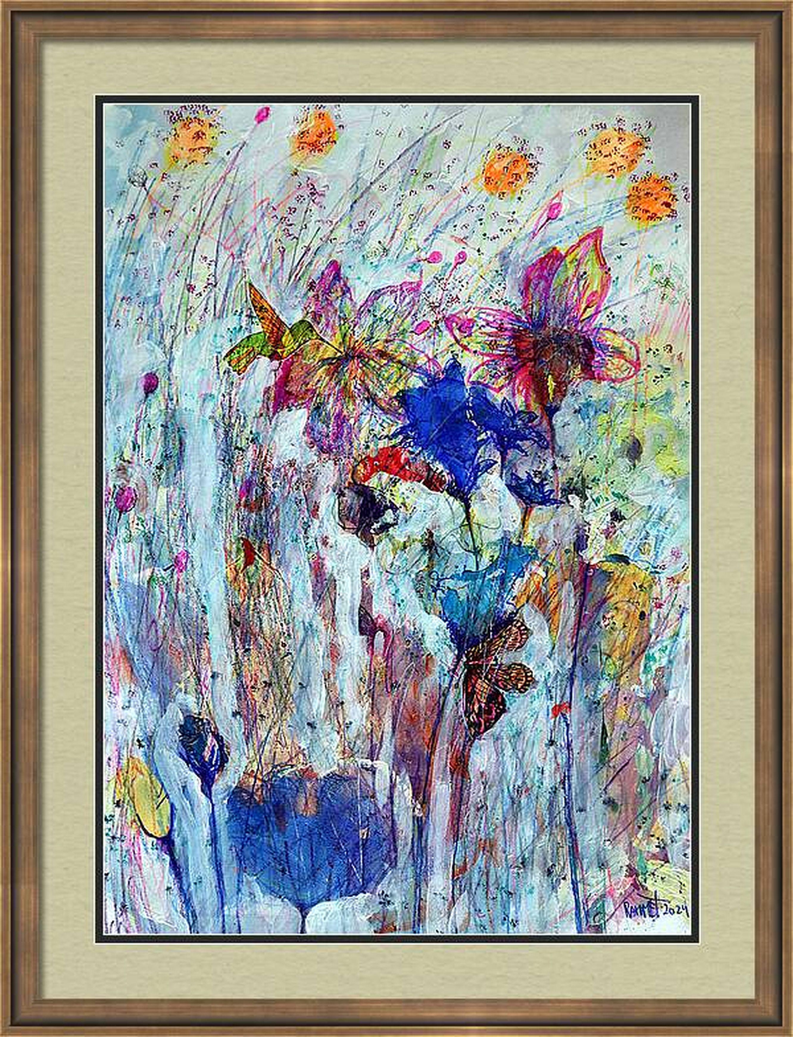 "Fantasy with Flowers 229" Mixed , paper, 59x42cm, Unframed