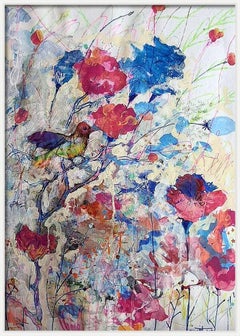"Fantasy with Flowers 233" mixed , paper, 59x42cm, unframed