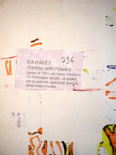 "Fantasy with Flowers 236" mixed , paper, 59x42cm, unframed