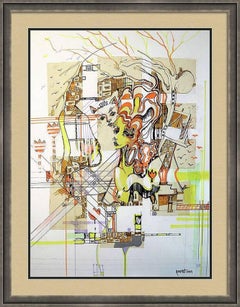 "Fantasy with Flowers 236" mixed , paper, 59x42cm, unframed