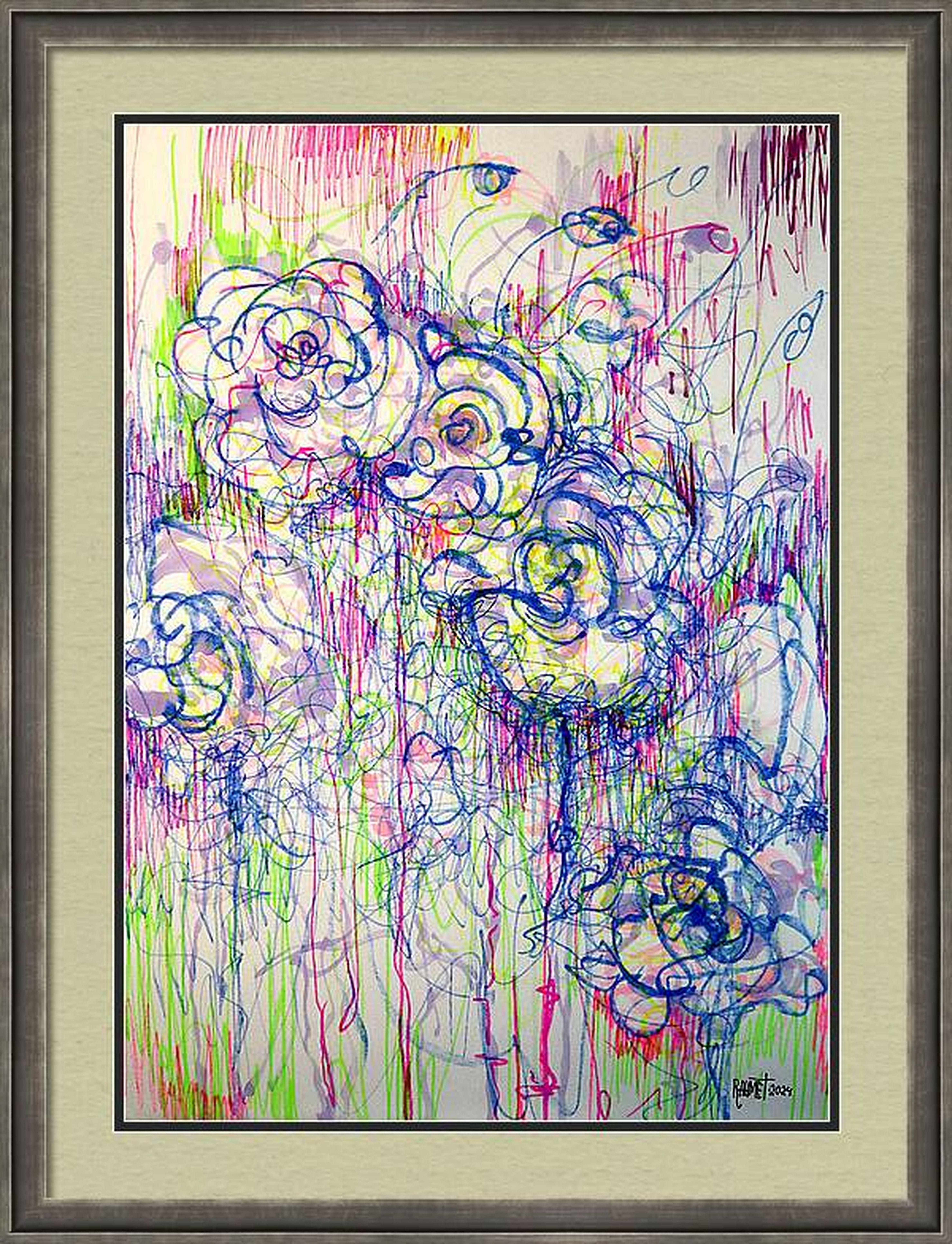 RAKHMET REDZHEPOV (RAMZI) Interior Painting - "Fantasy with Flowers 237" mixed , paper, 59x42cm, unframed