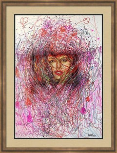 "Fantaisie avec fleurs 239" papier mixte, 59x42cm, non encadré