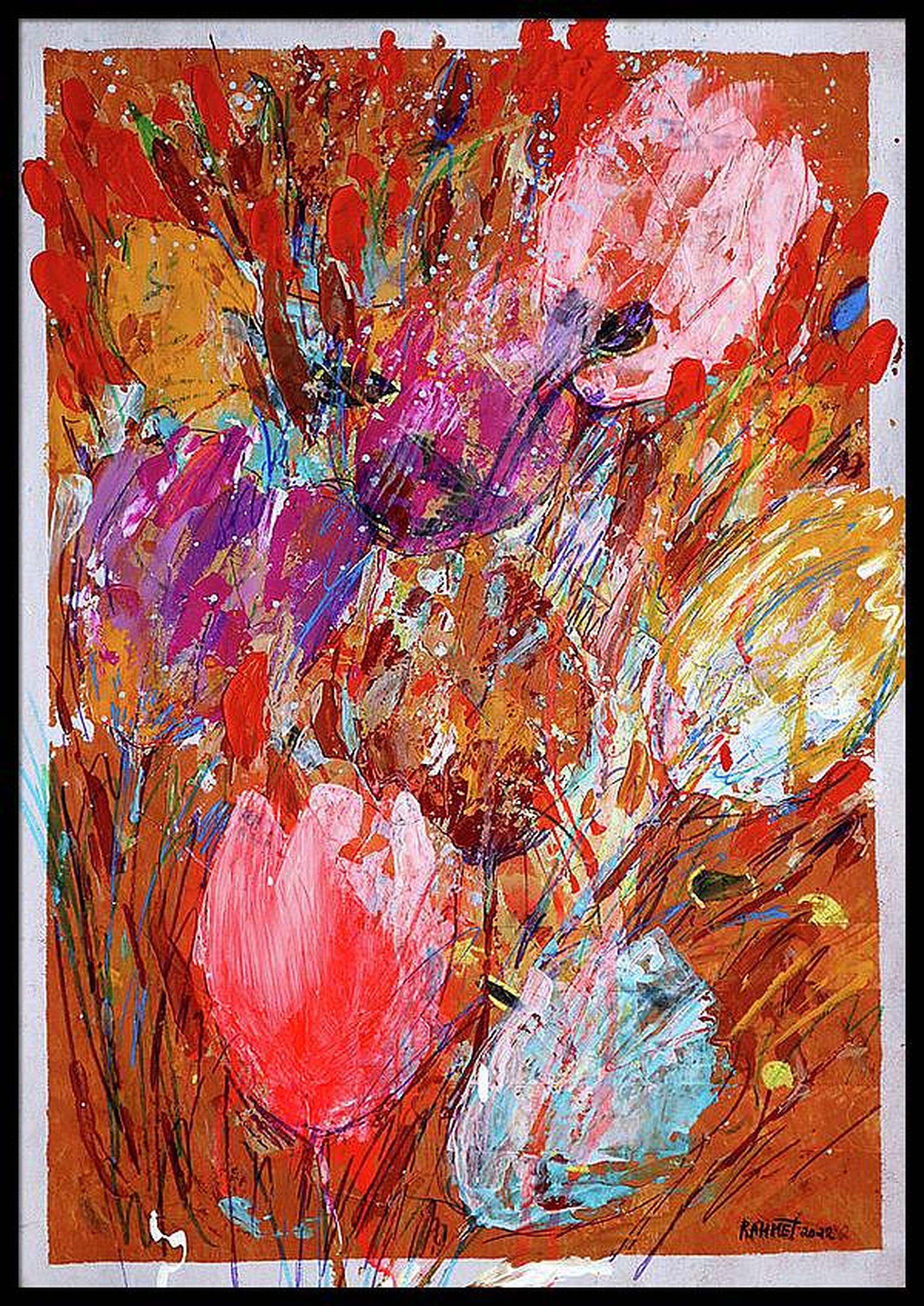 Fantasie mit Blumen 24 (Braun), Abstract Painting, von RAKHMET REDZHEPOV (RAMZI)