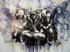 "Fantasy with Flowers 241" mixed , paper, 59x42cm, unframed