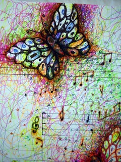 "Fantasía con flores 242" mixta , papel, 59x42cm, sin enmarcar