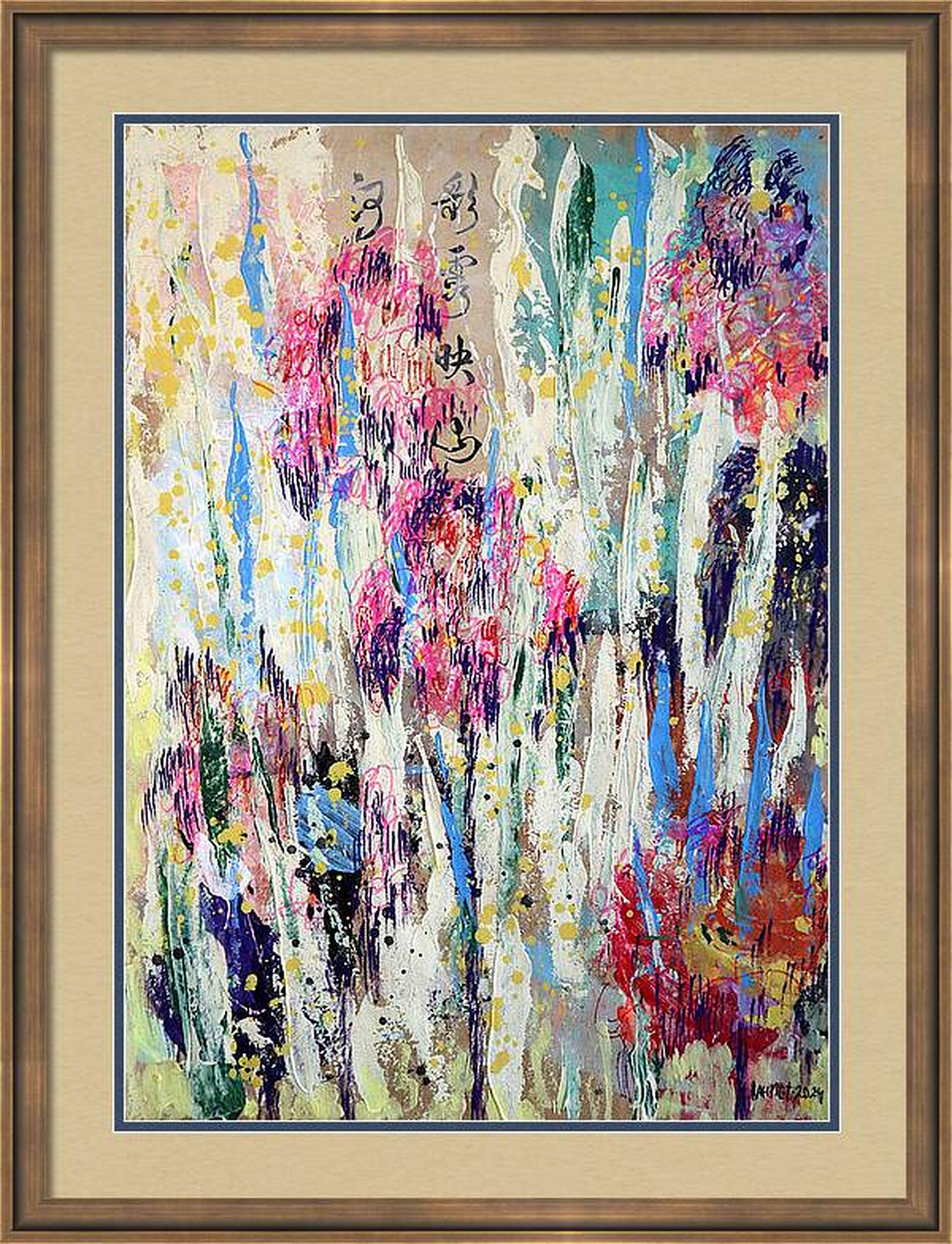 "Fantasy with Flowers 243" mixed , paper, 59x42cm, unframed
