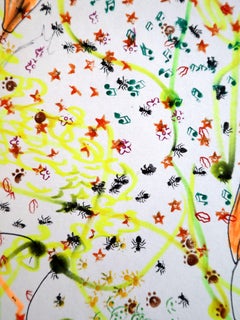 "Fantasy with Flowers 247" mixed , paper, 59x42cm, unframed