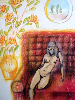 Fantasy with Flowers 252: Mixed Media Painting on Paper, 59x42cm