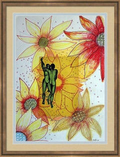 Fantasy with Flowers 259: Mixed Media Painting on Paper, 59x42cm