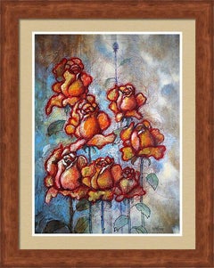 Fantasy with Flowers 260: Mixed Media Painting on Paper, 59x42cm