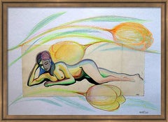 Fantasy with Flowers 261: Mixed Media Painting on Paper, 59x42cm