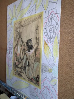 Fantasy with Flowers 262: Mixed Media Painting on Paper, 59x42cm