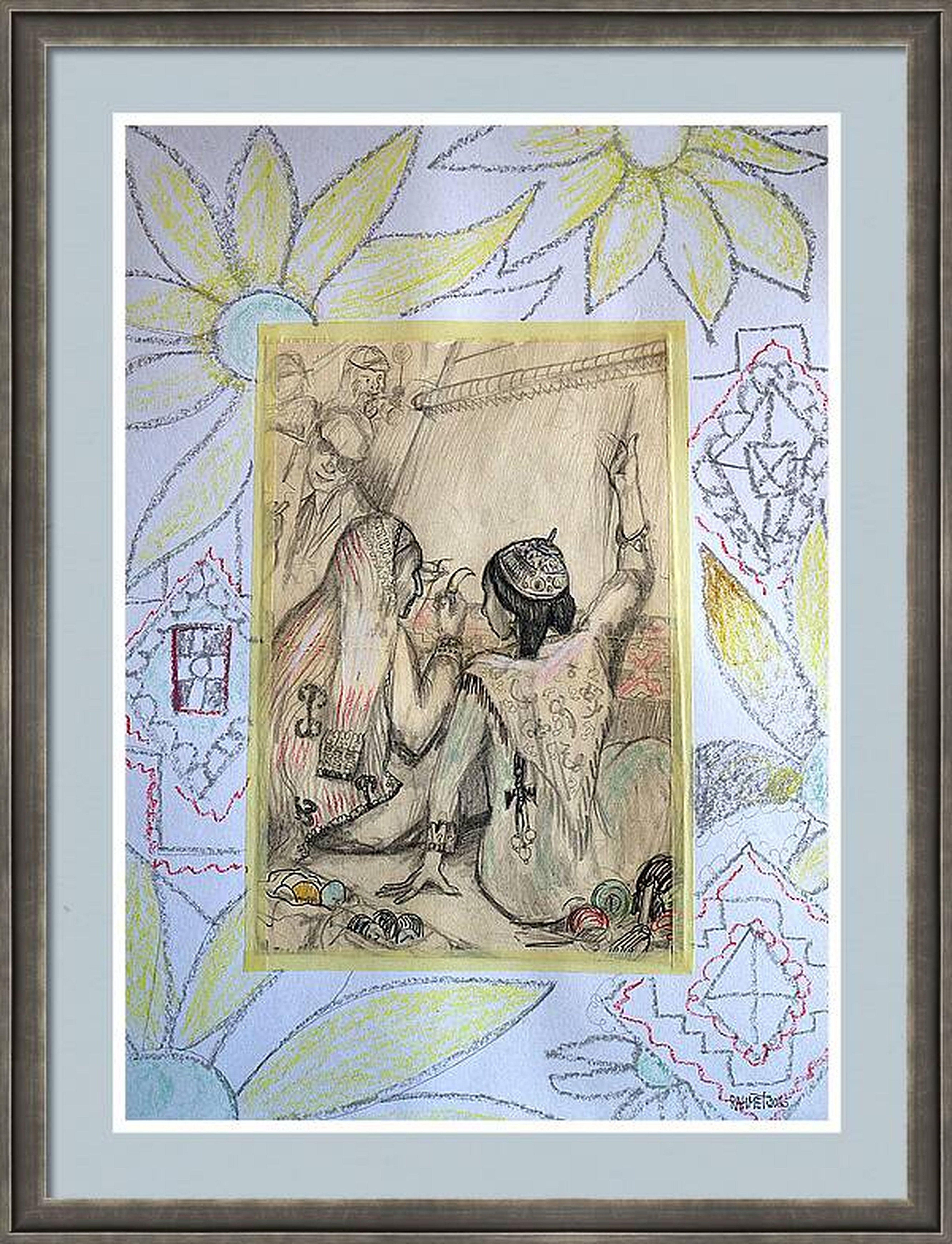 Fantasy with Flowers 262: Mixed Media Painting on Paper, 59x42cm