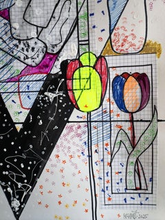 Fantasy with Flowers 264: Mixed Media Painting on Paper, 59x42cm