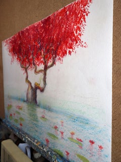 Fantasy with Flowers 265: Mixed Media Painting on Paper, 59x42cm