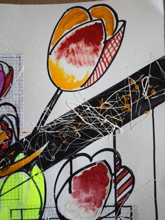 Fantasy with Flowers 266: Mixed Media Painting on Paper, 59x42cm