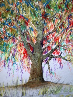 Fantasy with Flowers 269: Mixed Media Painting on Paper, 59x42cm