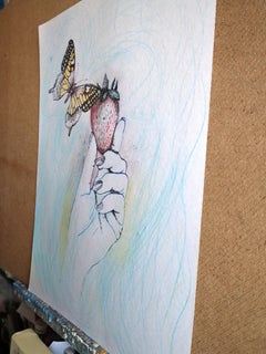 Fantasy with Flowers 270: Mixed Media Painting on Paper, 59x42cm