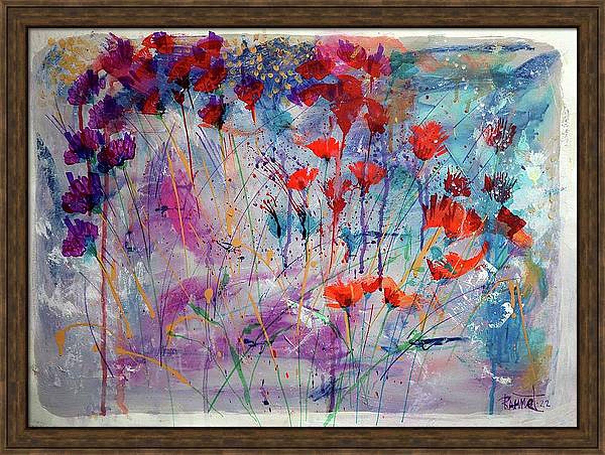 Fantasie mit Blumen 32 (Expressionismus), Painting, von RAKHMET REDZHEPOV (RAMZI)