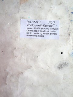 "Fantasie mit Blumen 323" Gemischt, Papier, 59x42cm, ungerahmt