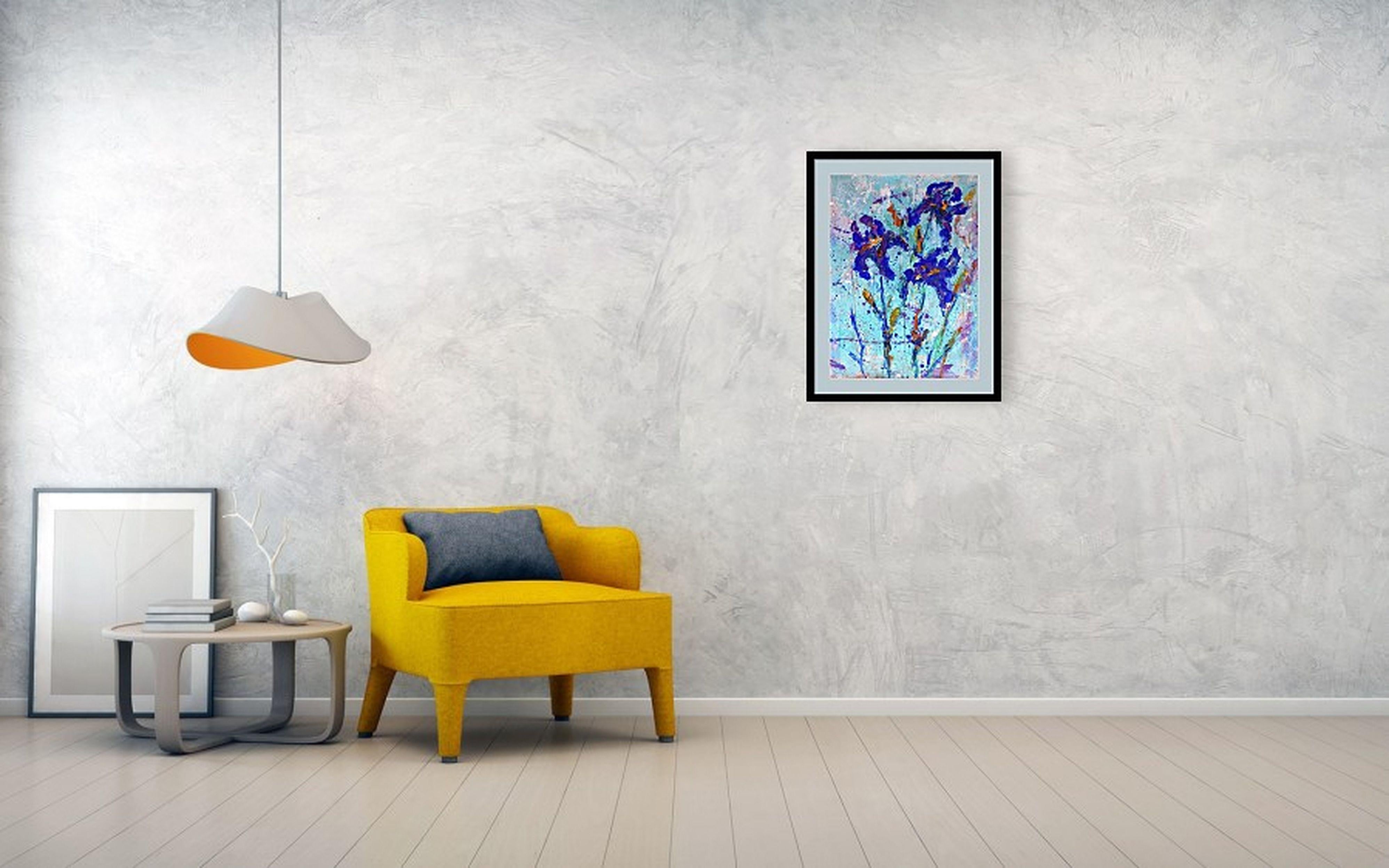 Fantasie mit Blumen 34 (Blau), Abstract Painting, von RAKHMET REDZHEPOV (RAMZI)