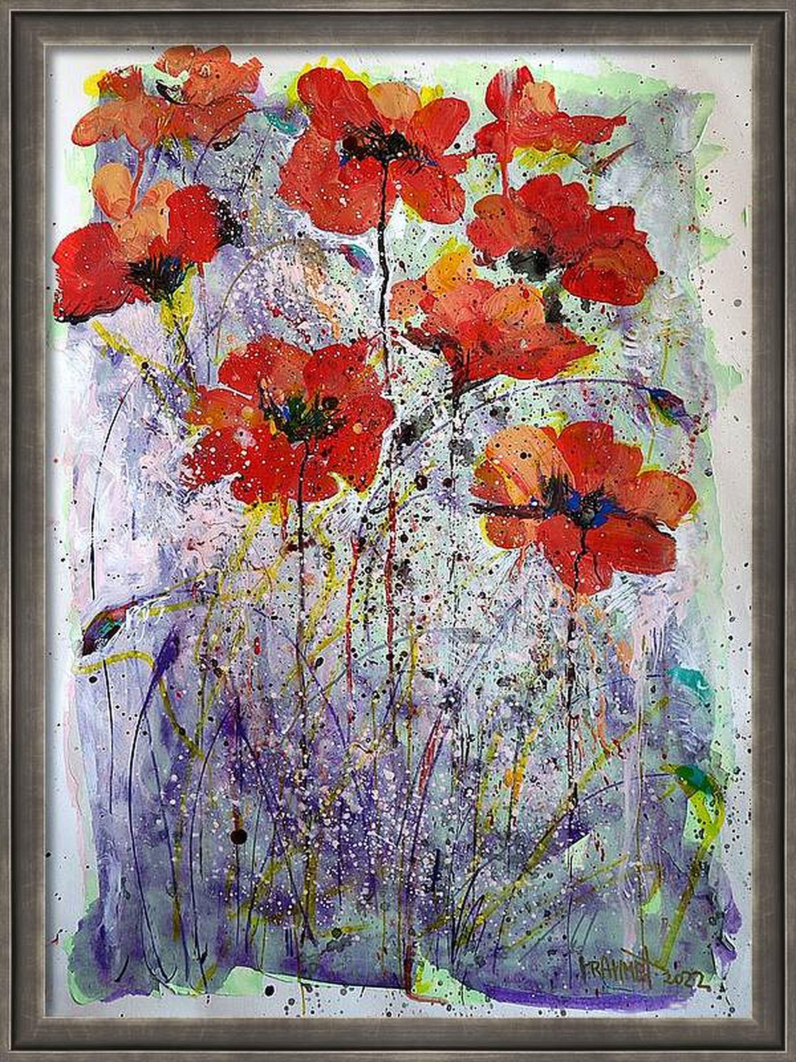Fantasie mit Blumen 36 (Grau), Landscape Painting, von RAKHMET REDZHEPOV (RAMZI)