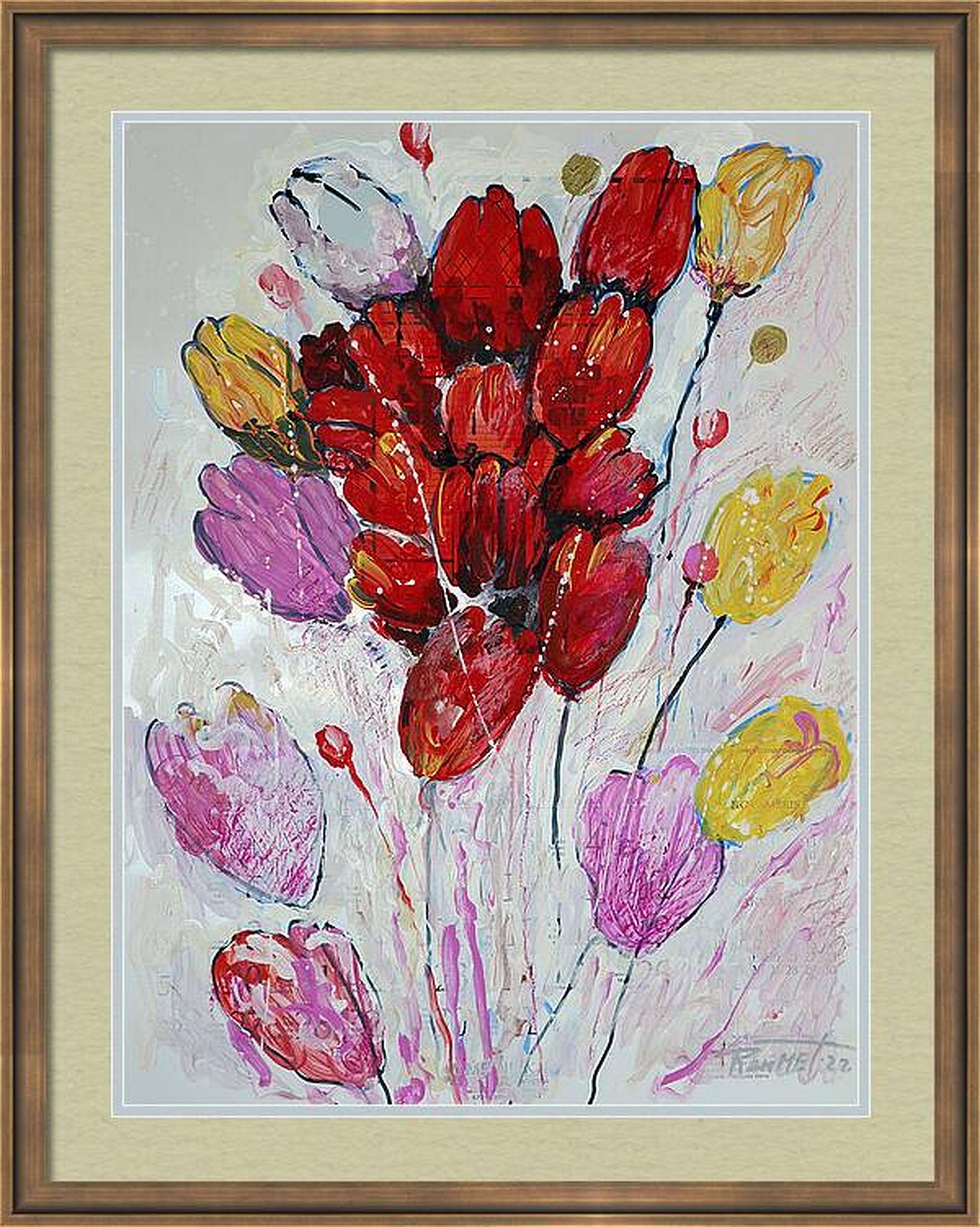 Fantasia con fiori 4 - Still-Life Painting Grigio di RAKHMET REDZHEPOV (RAMZI)