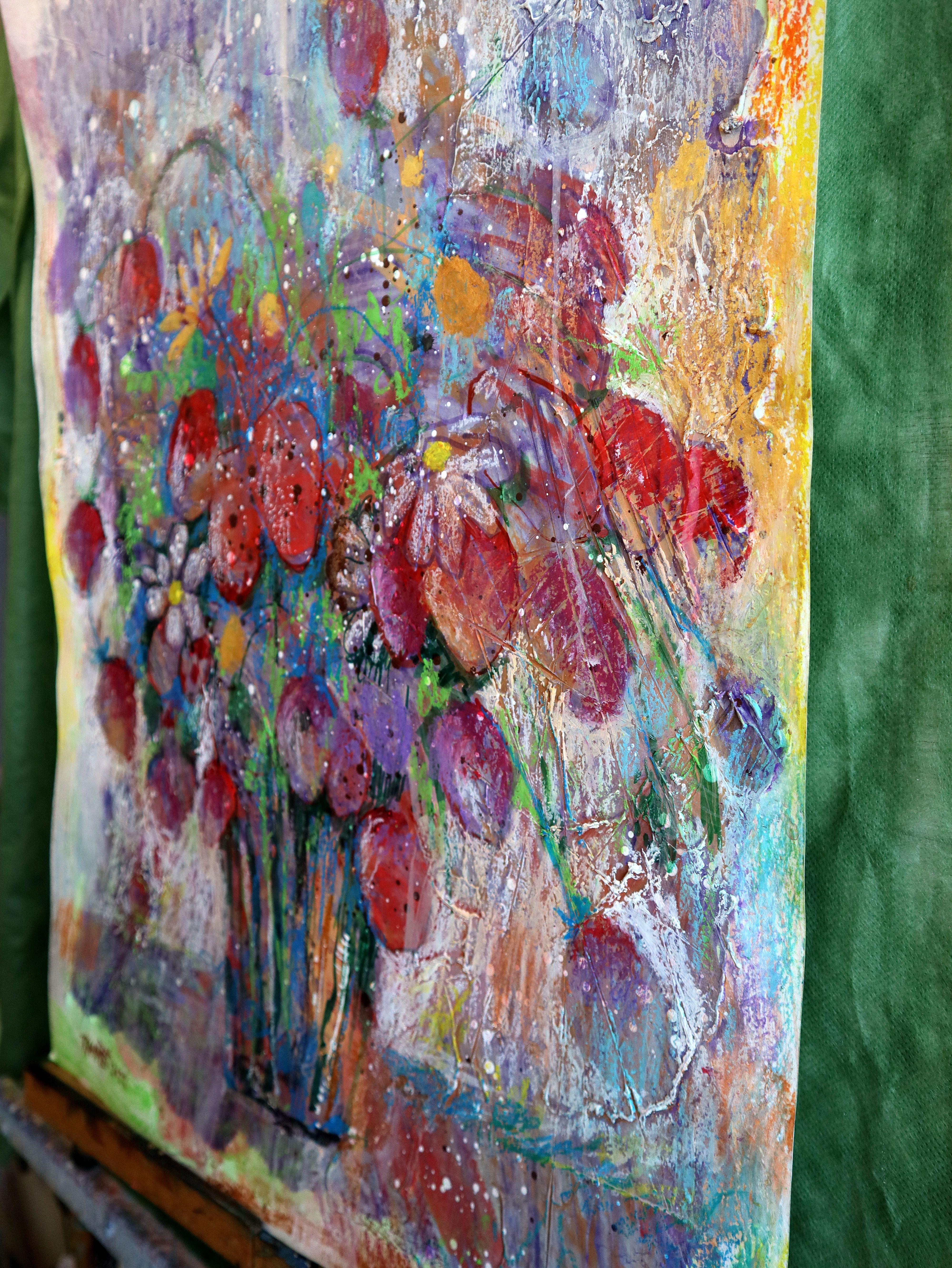 Fantasy with Flowers 44 - Expressionist Painting by RAKHMET REDZHEPOV (RAMZI)