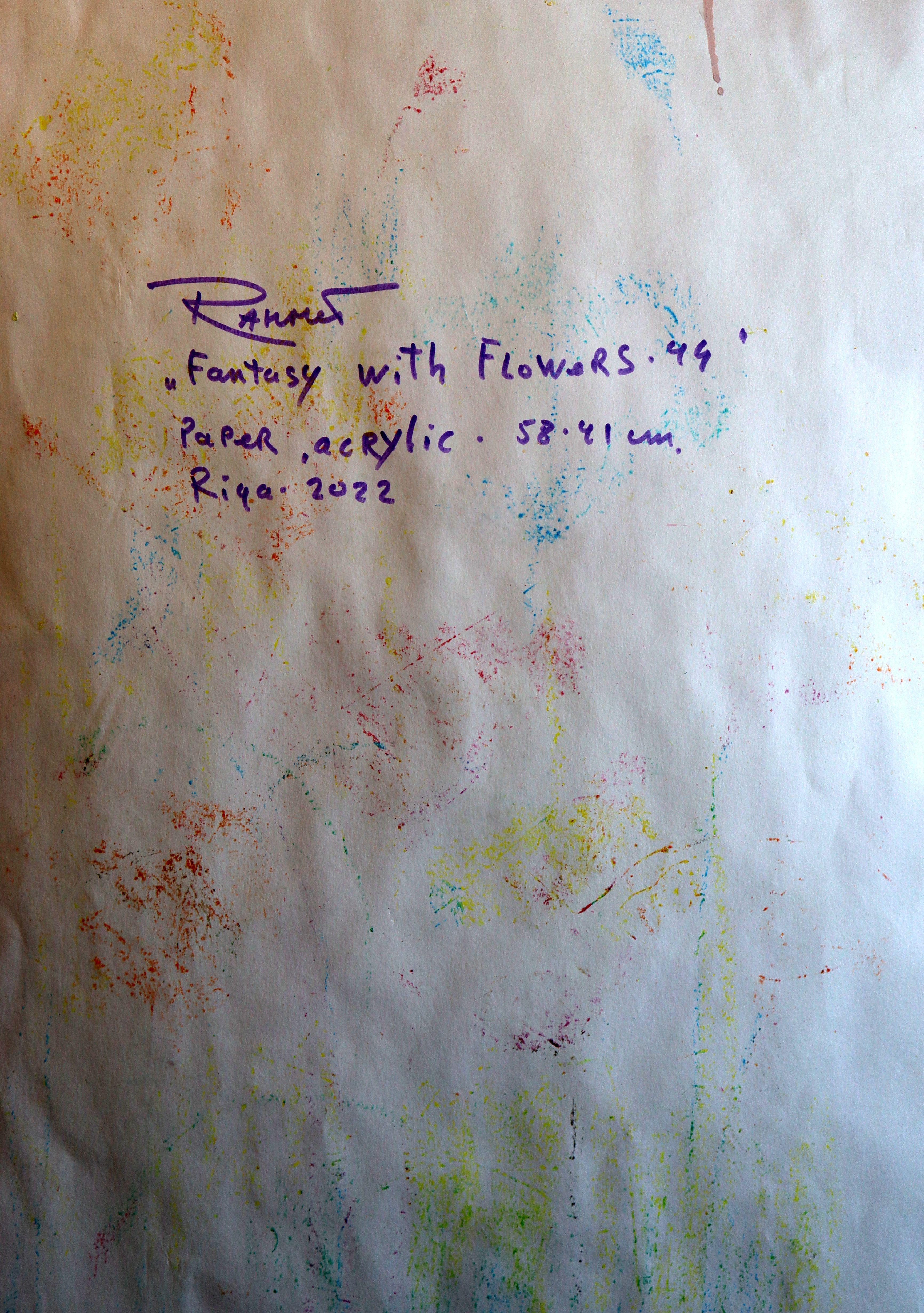 Fantasy with Flowers 44 - Gray Abstract Painting by RAKHMET REDZHEPOV (RAMZI)