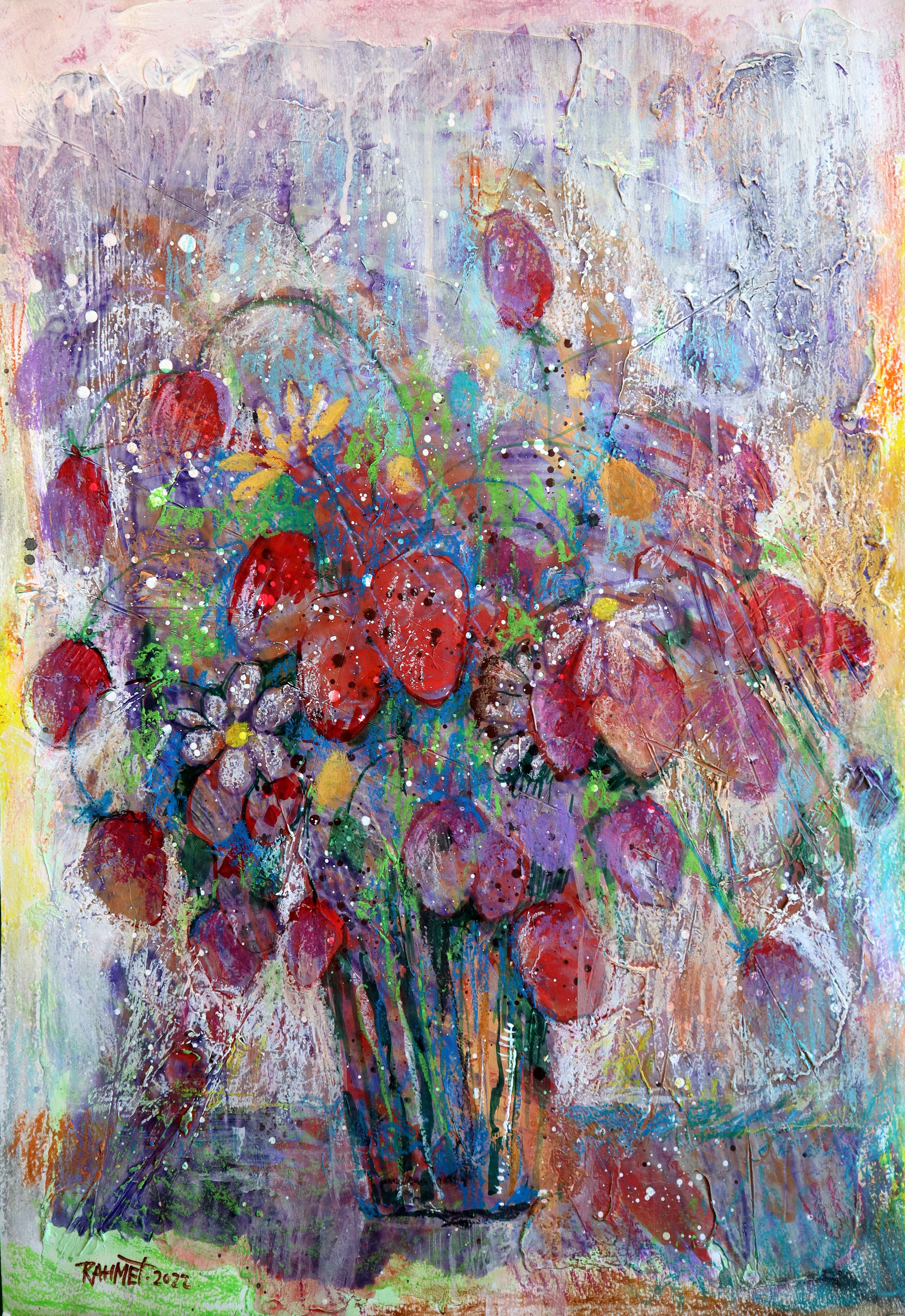 RAKHMET REDZHEPOV (RAMZI) Abstract Painting - Fantasy with Flowers 44
