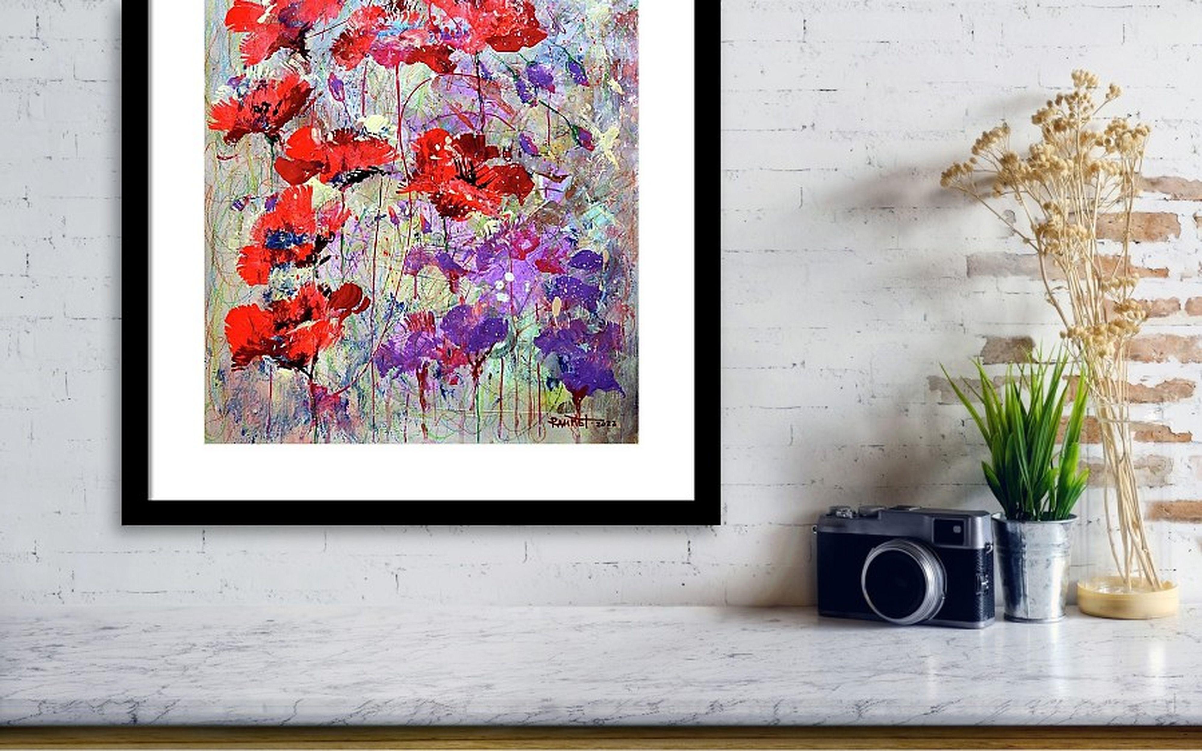 Fantasy with Flowers 45 - Expressionist Painting by RAKHMET REDZHEPOV (RAMZI)