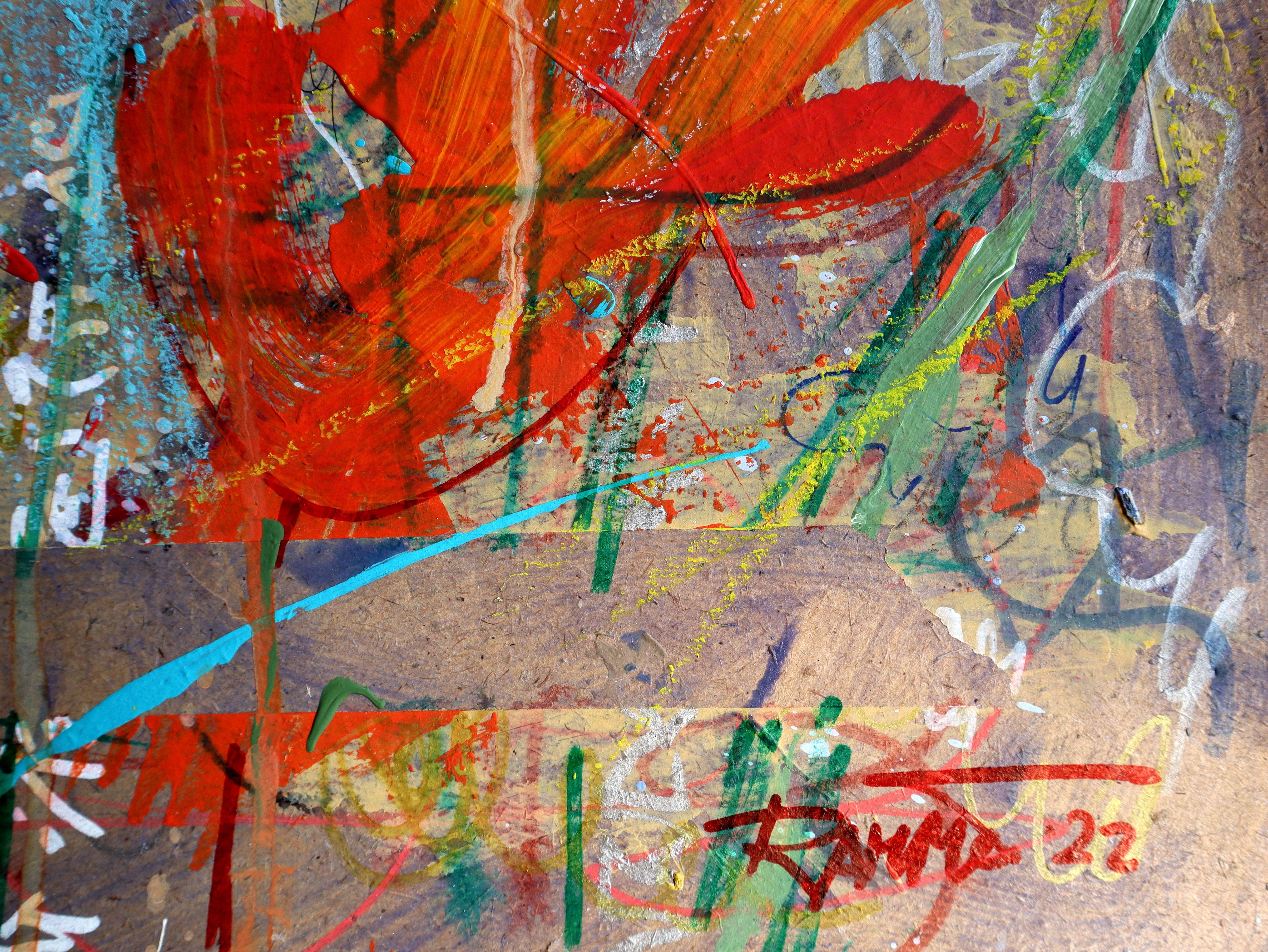 Fantasy with Flowers 46 - Expressionist Painting by RAKHMET REDZHEPOV (RAMZI)