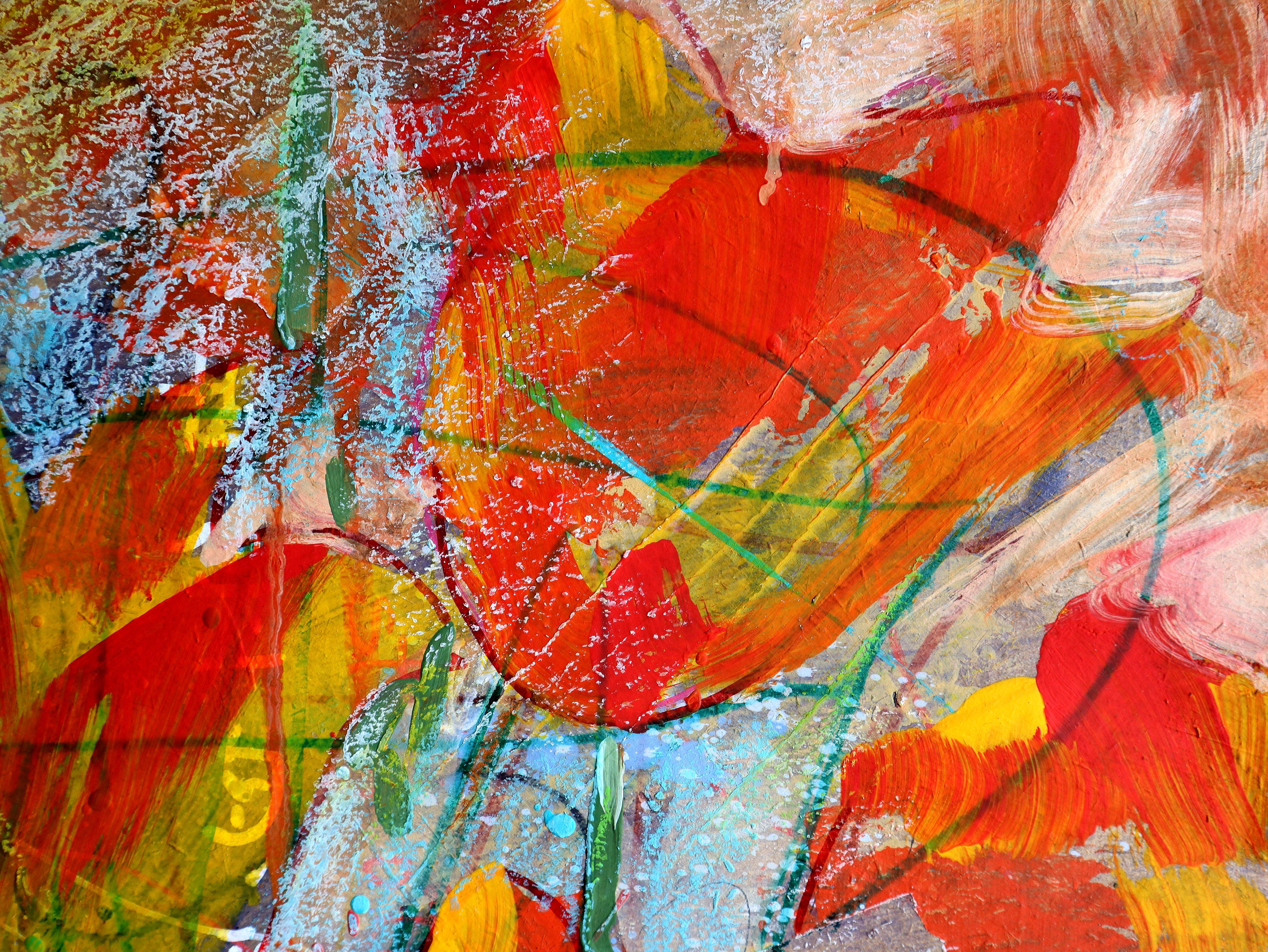 Fantasy with Flowers 46 - Brown Abstract Painting by RAKHMET REDZHEPOV (RAMZI)