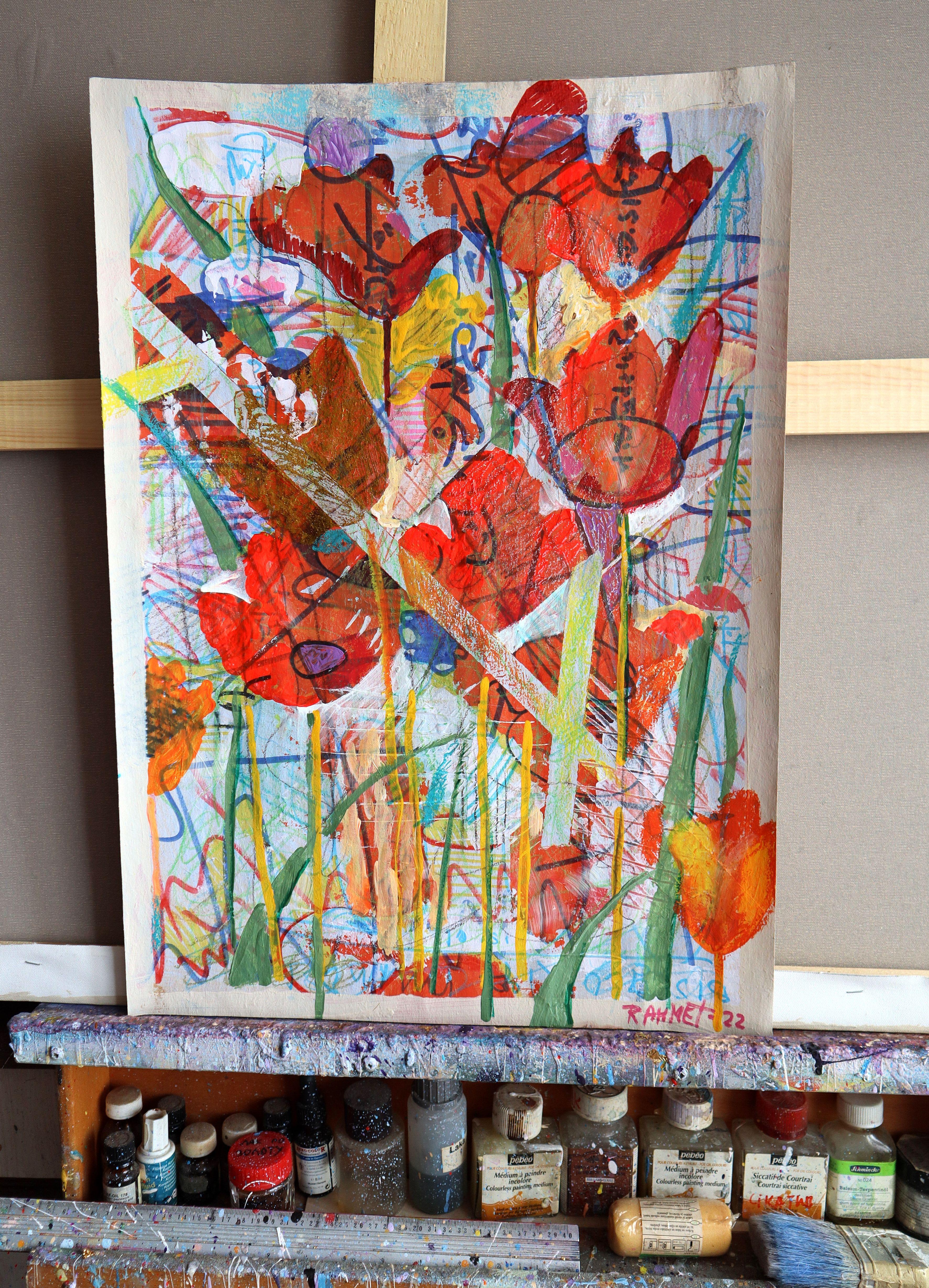 Fantasy with Flowers 47 - Expressionist Painting by RAKHMET REDZHEPOV (RAMZI)