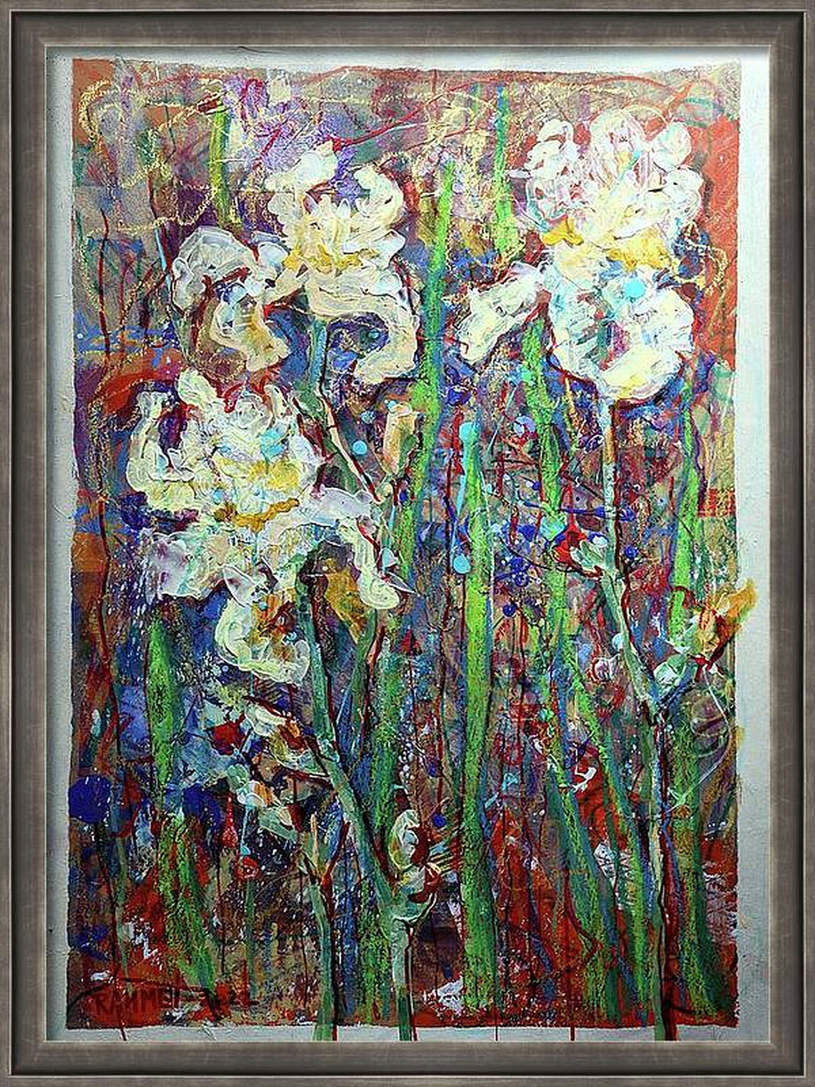 Fantasy with Flowers 48 - Expressionist Painting by RAKHMET REDZHEPOV (RAMZI)
