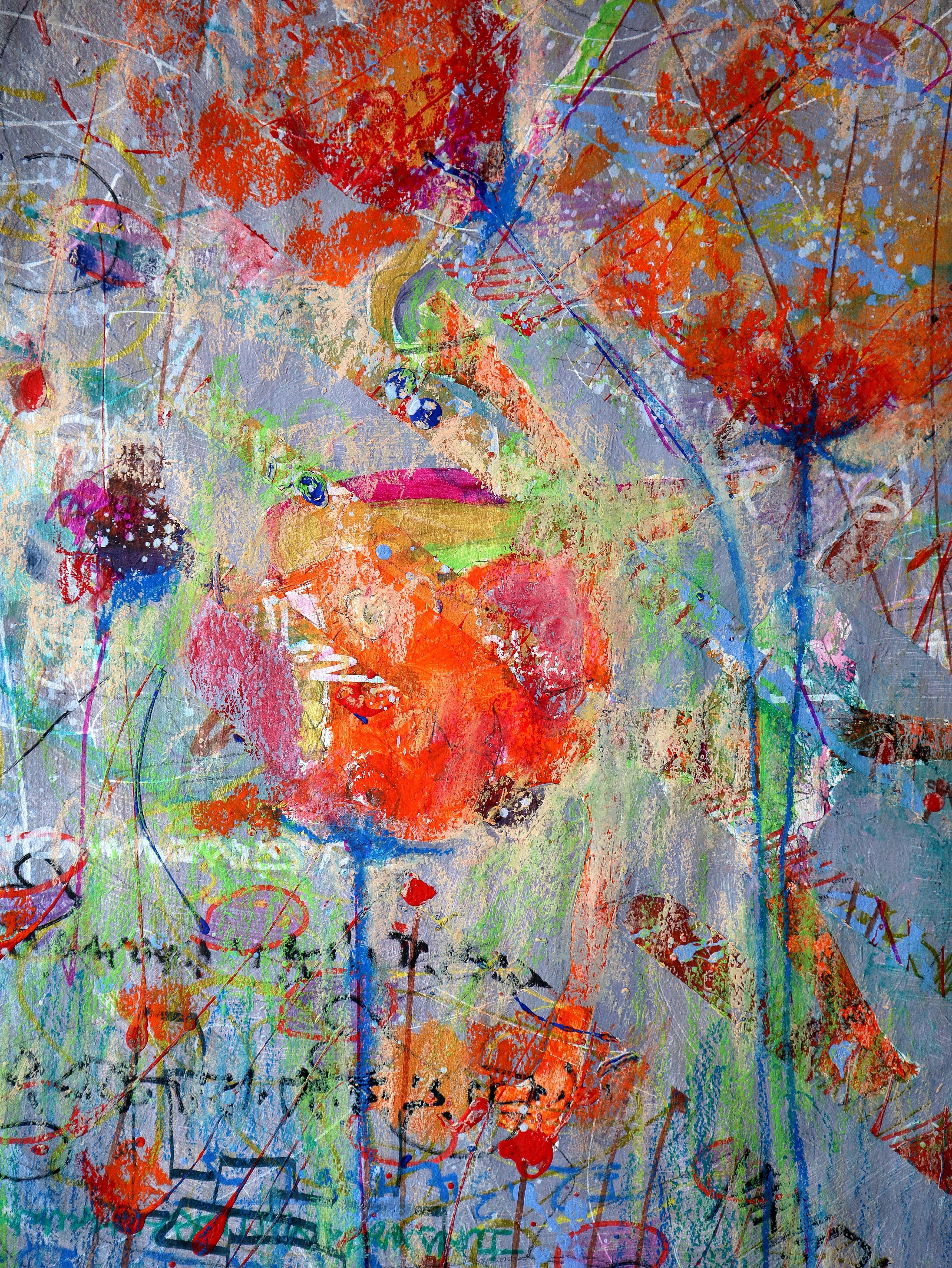 Fantasy with Flowers 50 - Expressionist Painting by RAKHMET REDZHEPOV (RAMZI)