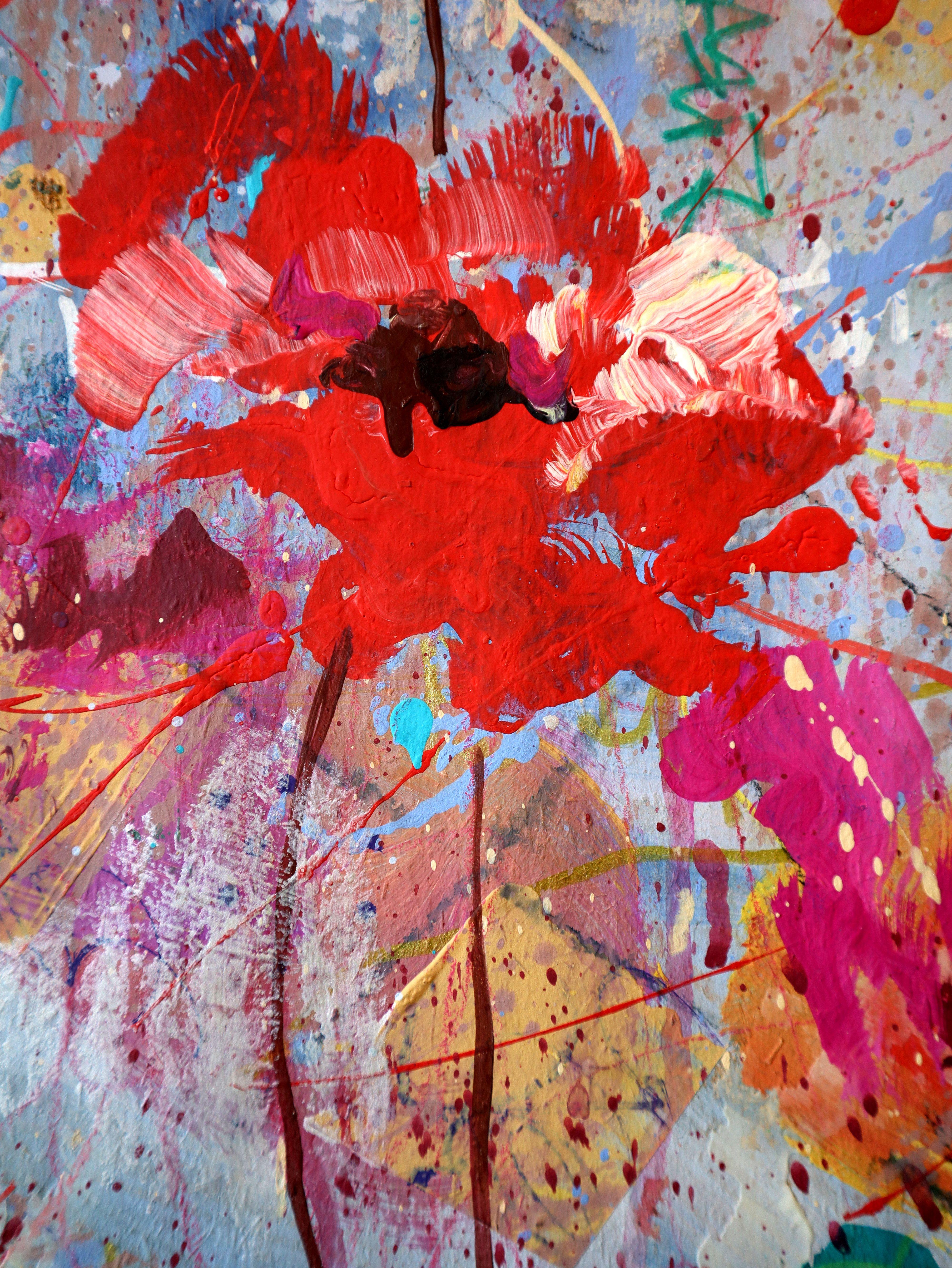 Fantasy with Flowers 54 - Expressionist Painting by RAKHMET REDZHEPOV (RAMZI)