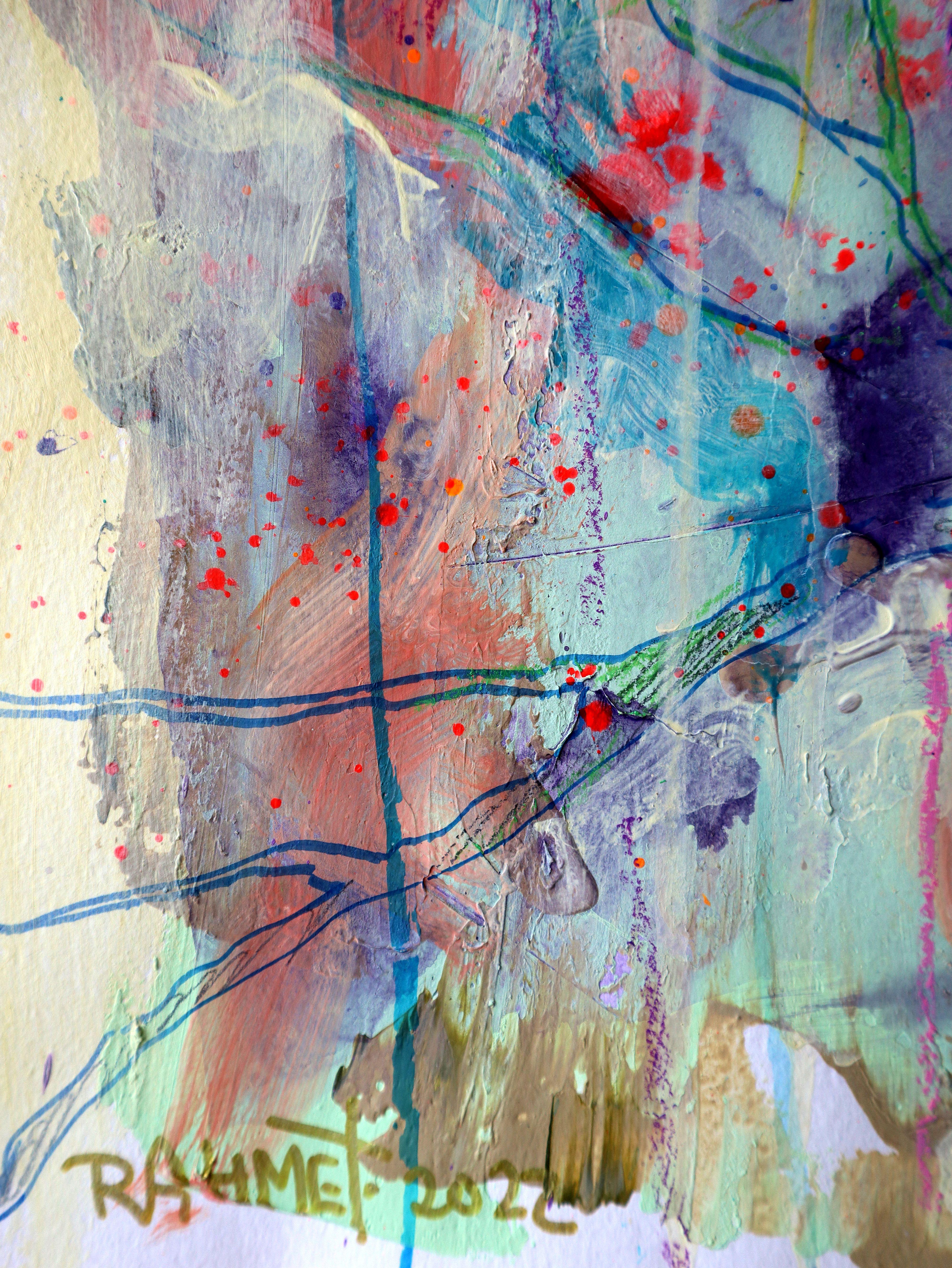 Fantasy with Flowers 57 - Gray Interior Painting by RAKHMET REDZHEPOV (RAMZI)